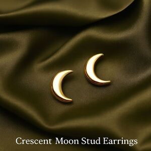 Gold Crescent Moon Stud Earrings – Minimalist Celestial Jewelry for Women
